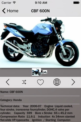 Honda Motorcycles Specs + screenshot 2