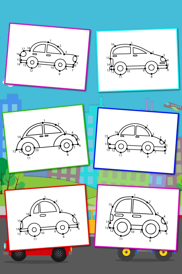 Cars Connect the Dots and Coloring Book free screenshot 2