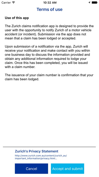 Zurich Aust Motor Claims App