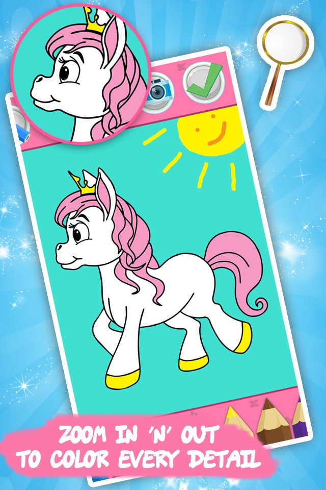 Coloring book Unicorn & Horses screenshot 2