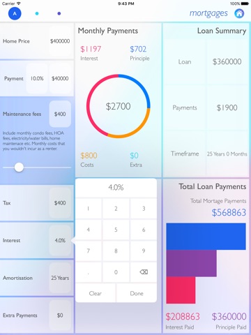 mortgages - A beautiful, powerful, mortgage optimization tool screenshot 2