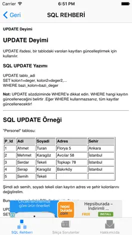 Game screenshot SQL Rehberi apk