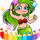 Mermaid Princess Coloring Book - Printable Coloring Pages with Finger Painting