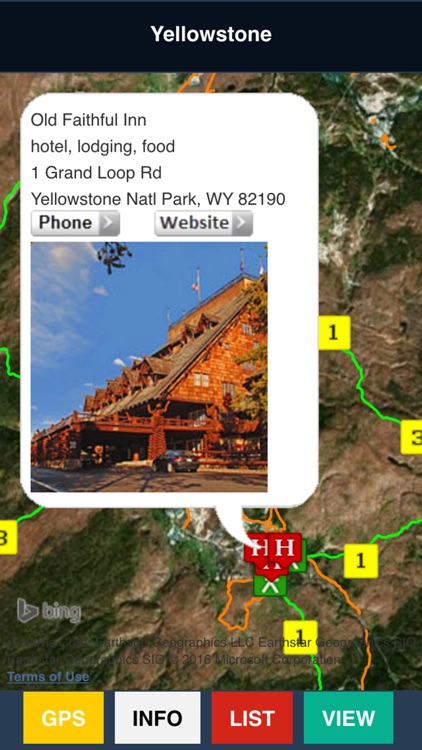 Yellowstone Park Trail and Road Map