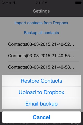 iBlacklist Contact - Blocked Call & SMS , Group Contact , Backup & Restore Contact on Dropbox screenshot 3