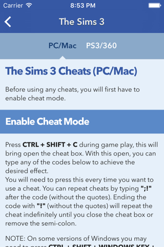 Cheats for The Sims screenshot 3