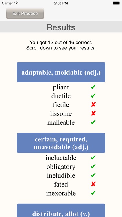 Worducate unique vocab flashcards – thesaurus vocabulary test prep SAT GRE ACT GMAT verbal screenshot-4