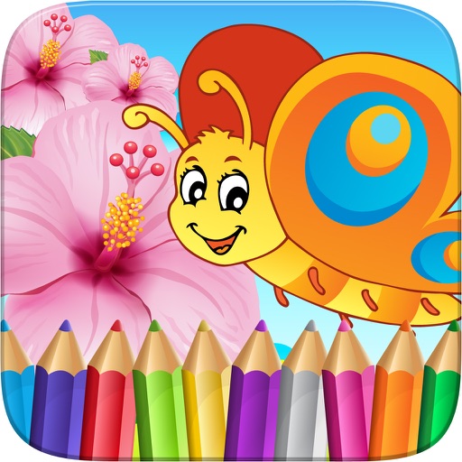 Butterfly Fairy and Bugs Coloring Book Drawing for Kid Games Icon