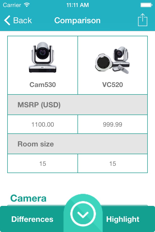 Conference Camera Comparison screenshot 3