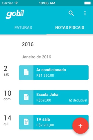 GoBill - Organize sua vida financeira, faturas, boletos e notas fiscais screenshot 4