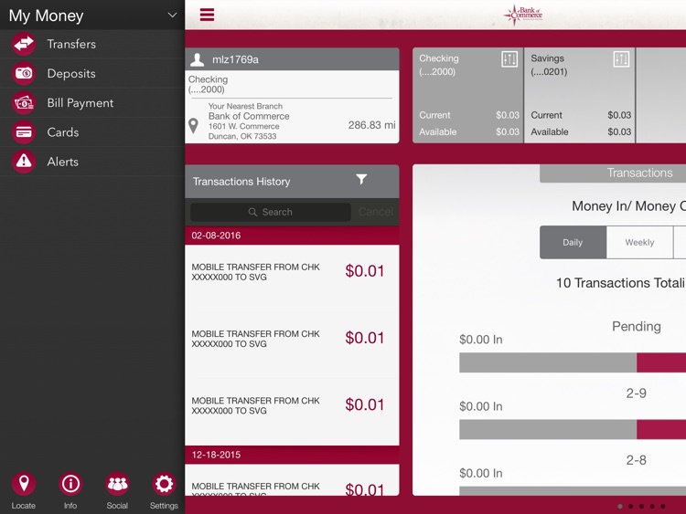 Bank of Commerce Mobile Banking for iPad