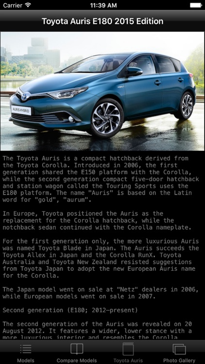 Specs for Toyota Auris E180 2015 edition screenshot-3