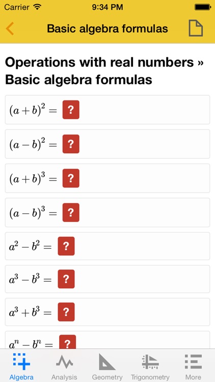 Quick Math Advanced - formulas, definitions, algorithms, theorems, applications, examples