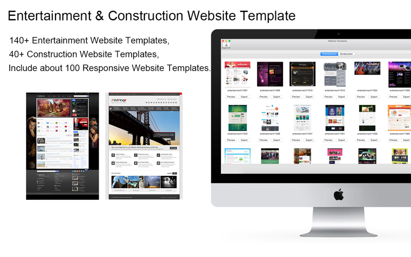 Website Template (Entertainment & Construction) With Html Files Pack6 Business