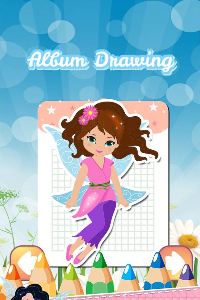 My Little Angle Fairy Tales Drawing Coloring Book - cute caricature art ideas pages for kids screenshot 2