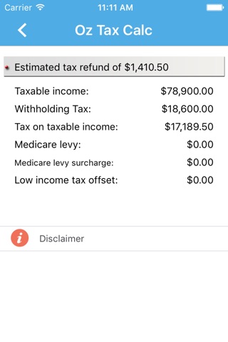 Oz Tax Calc screenshot 2