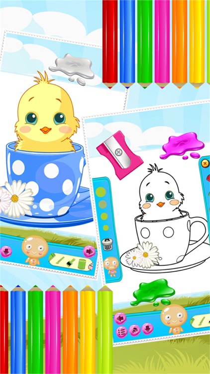 Little Chick Coloring Book Drawing and Paint Art Studio Game for Kids Easter Day screenshot-4