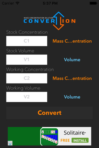 Mass Conc Dilution Conversion screenshot 2