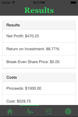 Stock Profit and Loss Calc screenshot 2