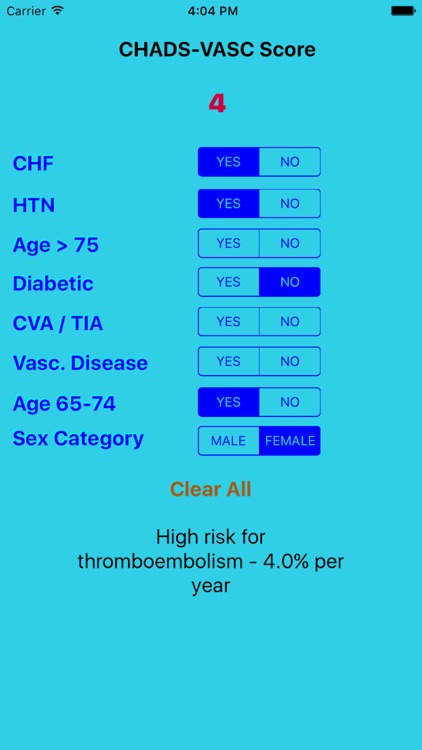 CHADS-VASC Calculator