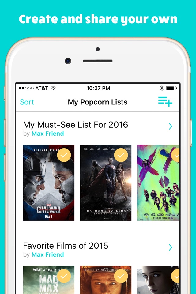 Popcorn Lists - Explore the newest movie lists, create your own and share with friends screenshot 2