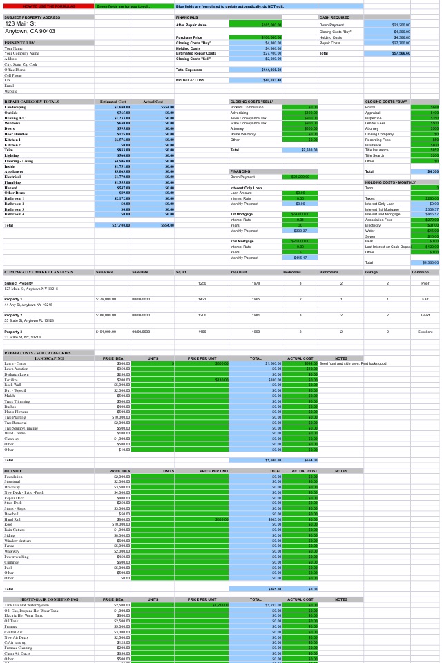 House Flipping Spreadsheet Real Estate Investors screenshot 3