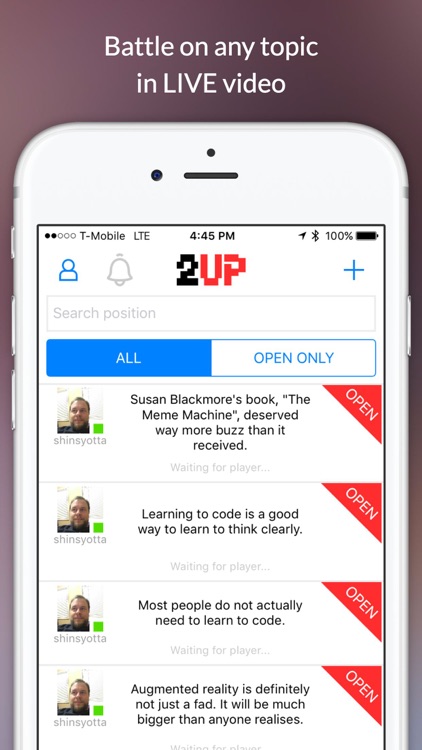 2UP Live Video Debate