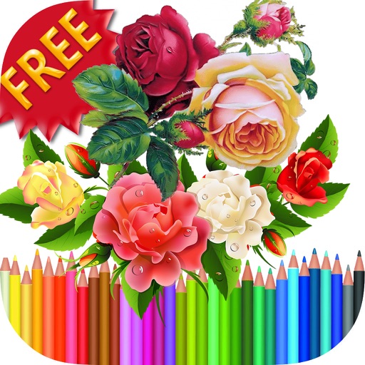 Coloring Book Flowers Free Icon