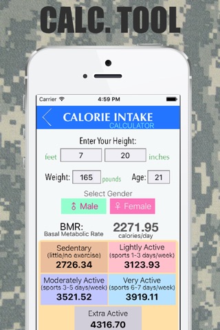 Army Diet Calculator screenshot 2