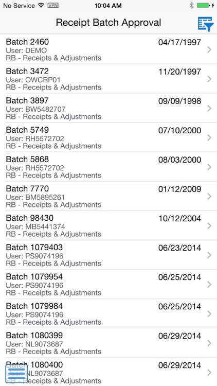 Receipt Batch Approvals Smartphone for JDE E1