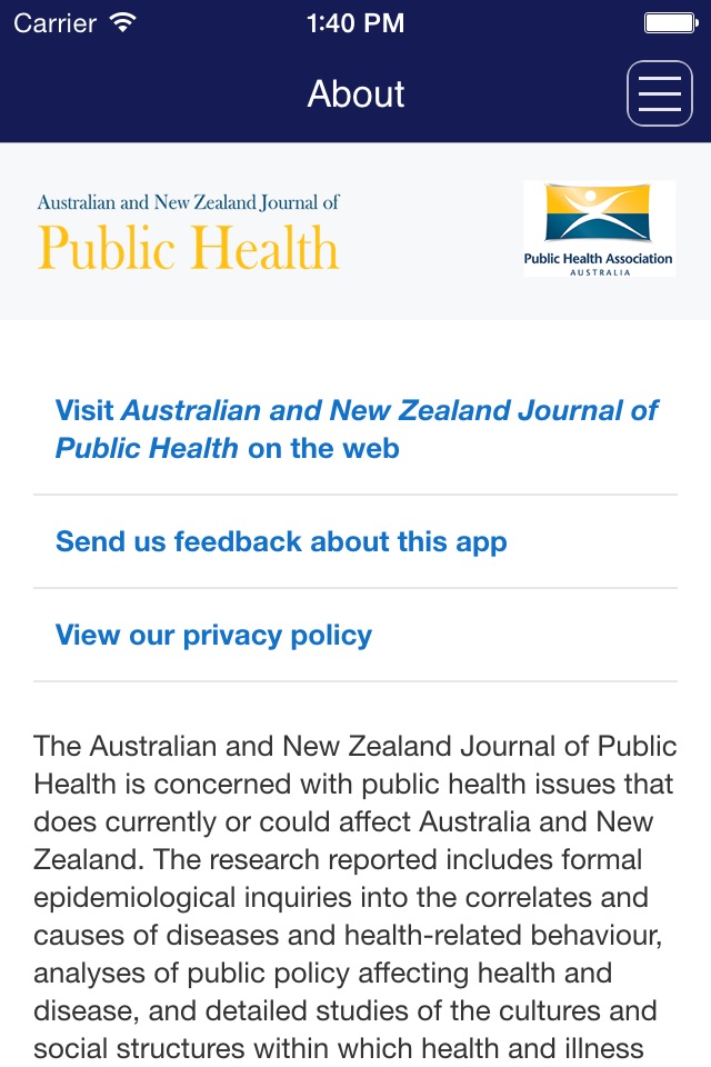 Australian and New Zealand Journal of Public Health screenshot 2