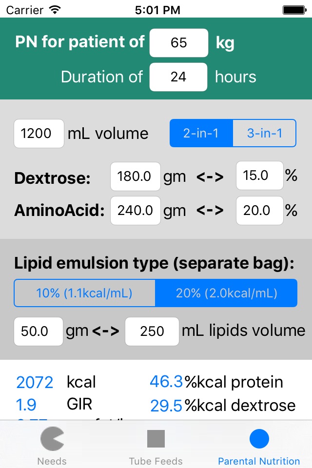 TPN and Tube Feeding - Nutricalc for RDs screenshot 3