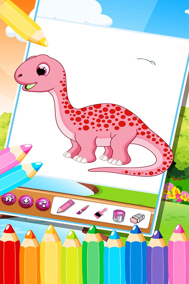 The Cute dinosaur Coloring book ( Drawing Pages ) 2 - Learning & Education Games  Free and Good For activities Kindergarten Kids App 4 screenshot 4