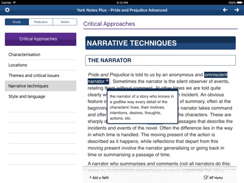 Pride and Prejudice York Notes Advanced for iPad screenshot 3