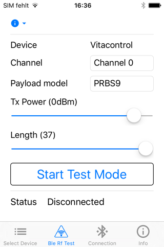 BLE RF Test screenshot 2