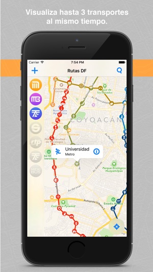 Rutas DF Metro, Metrobús, Tren Ligero, Suburbano, Mexibús, T(圖3)-速報App