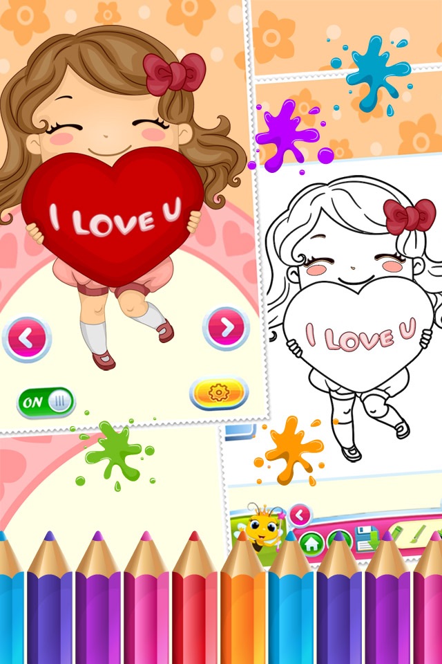 Sweet Little Girl Coloring Book Art Studio Paint and Draw Kids Game Valentine Day screenshot 4