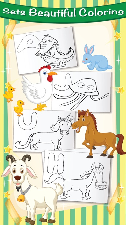 ABC Alphabet Coloring Page Drawing with Cute Animal