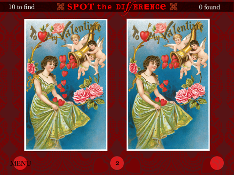 Spot The Difference Victorian Valentine Postcards screenshot 2