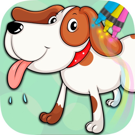 Paint drawings of dogs puppies - Educational games children Icon