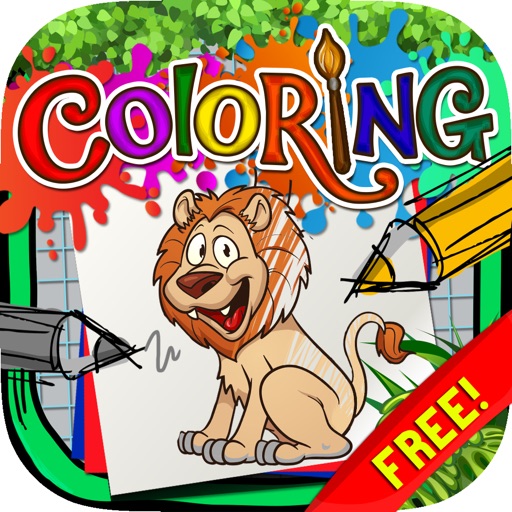 Coloring Book : Painting Pictures Wild Animals Cartoon Free Edition