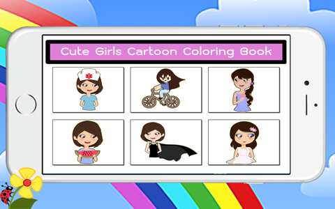 Cute Girls Cartoon Coloring Book screenshot 2