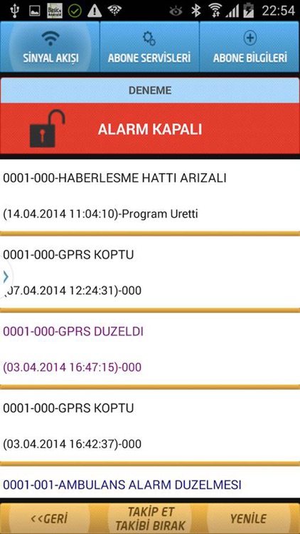 KOMSEK  ALARM SİNYAL TAKİBİ