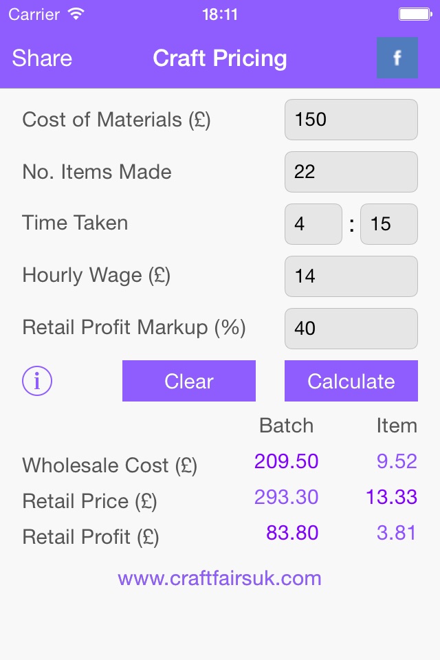 Craft Pricing Calculator screenshot 3