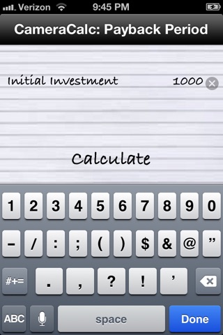 Payback Period Financial Calculator screenshot 2