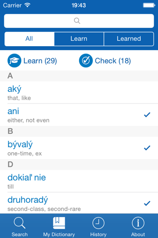 Slovak−English dictionary screenshot 3
