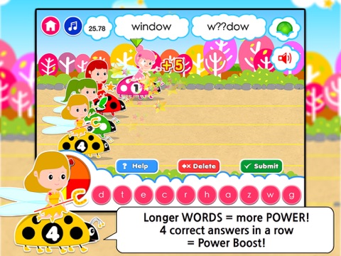 Sight Words Spelling Race: Hot Cars, Fast Fairies & Fairy Tale Dash HD screenshot 4