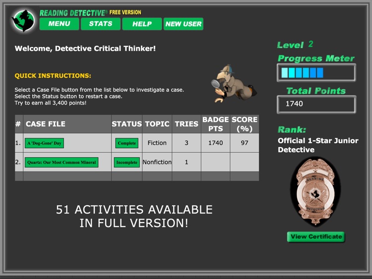 Reading Detective® A1 (Free)