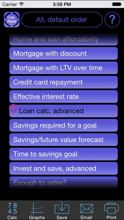 Finance.Calc - Loan, Mortgage, Option and Investment Calcs