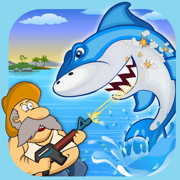 愤怒的鲨鱼袭击 - 在深蓝色的大海饥饿的鱼猎